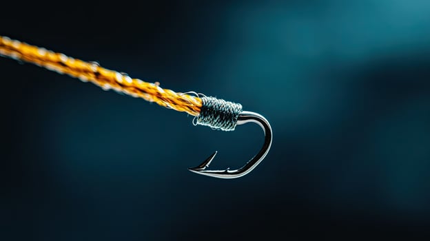 Close-up Fishing Hook with Detailed Line Knot photo