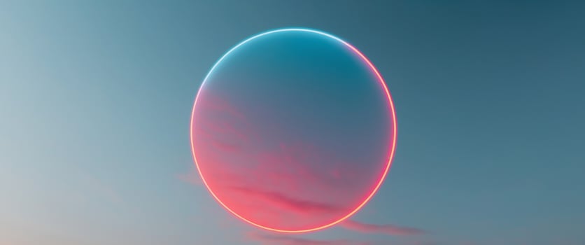 A glowing red and blue circle in the sky. photo