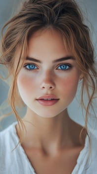 Beautiful young woman with blue eyes photo