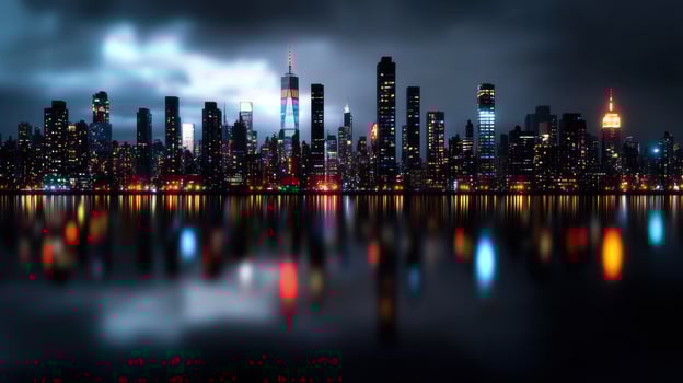 New york city skyline at night photo