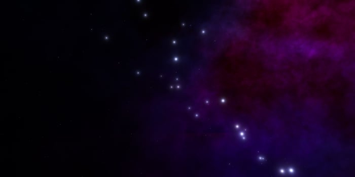 Stunning celestial landscape with stars in purple nebula cosmos photo