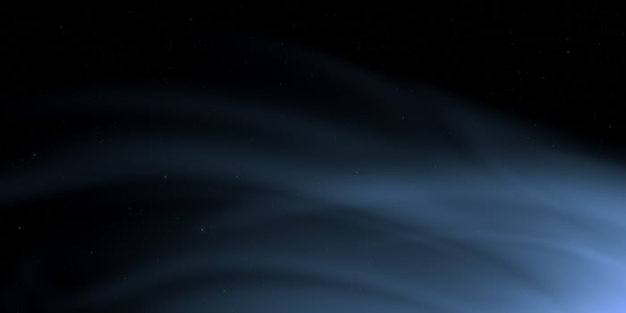 Cosmic night sky with mysterious light trails and stars photo