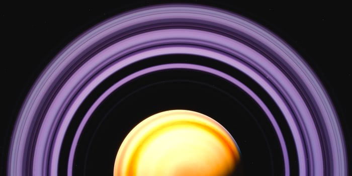 Stunning cosmic view of planet with vibrant rings in deep space photo