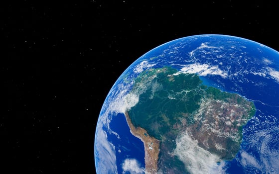 Earth from space stunning view of south america against the starry cosmos photo