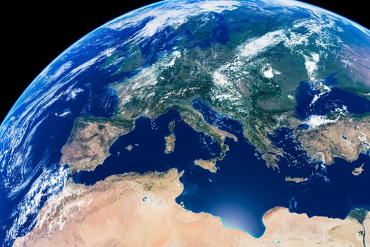 Stunning aerial view of earth highlighting europe, north africa, and the mediterranean from space photo