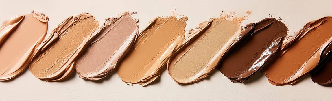 Foundation shades for various skin tones, rich pigmentation, smooth texture, makeup samples photo