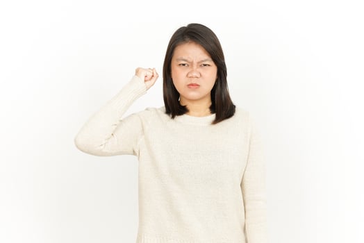 A woman is making a fist with her hand photo