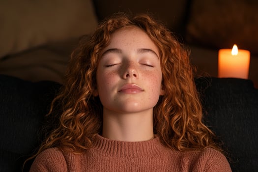 Teenage girl relaxing with eyes closed photo
