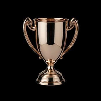 Gold trophy cup on black background photo