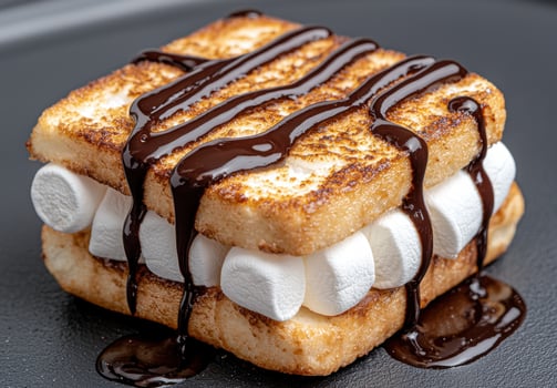 Gooey marshmallow and chocolate sandwich photo