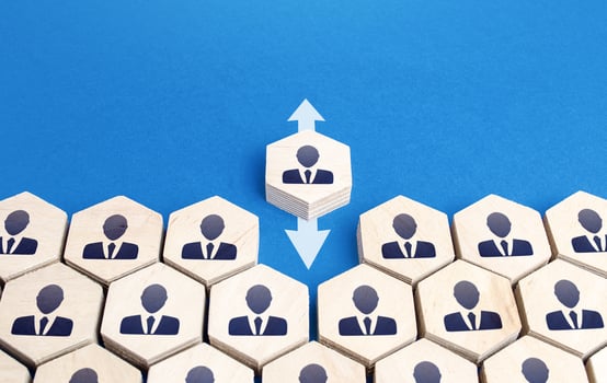 Employee's entry or exit from the general group. Integrity violation, non-conformist. Inappropriate, incompetent. Recruiting and hiring personnel, layoffs. Integration into society, worker replacement photo