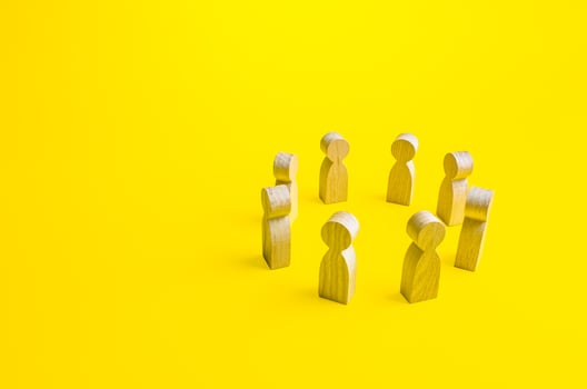 Circle of people. Teamwork. Business meeting. Negotiations, reaching consensus in disagreements. Joint problem solving. Conflict resolution through dialogue. Compromise. Cooperation and collaboration photo