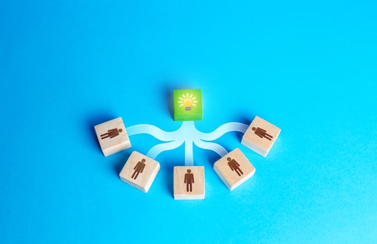 People united by a joint idea. Founding a business company around a startup project development. Cooperation teamwork. Achieving goal. Innovation, collective fresh ideas. Achieving task result. photo