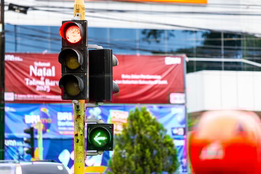 traffic light on intersection. red light dont go photo