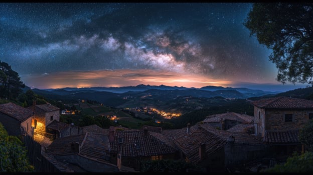 The milky way over the village of castelnuovo di borgo photo
