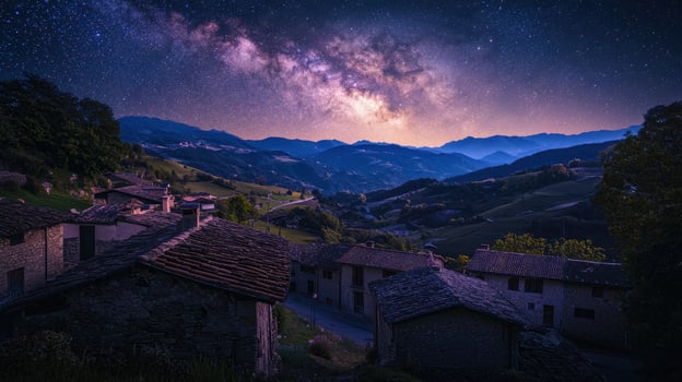 The milky way over the village of castelnuovo photo