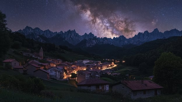 Milky way over the village of pienza, italy photo