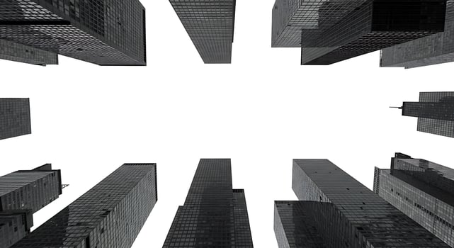 Skyward View of Modern Skyscrapers in City photo