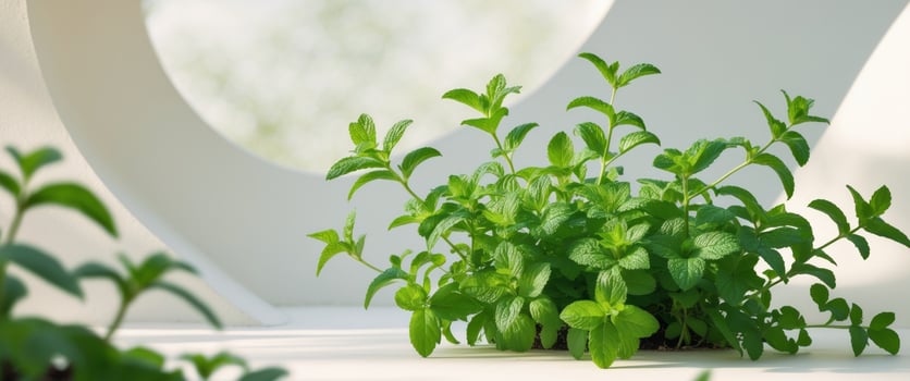 Mint plants showcase vibrant growth in a nurturing garden layout. photo