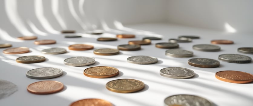 Diverse collection of coins from various countries photo