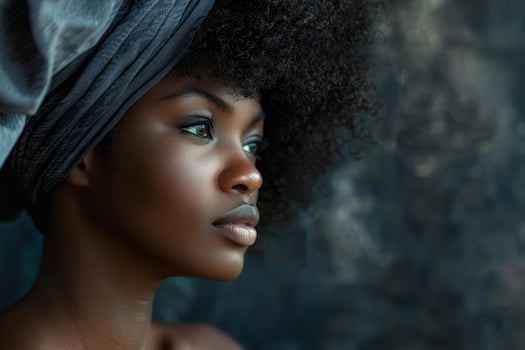 Serene african beauty with turban photo