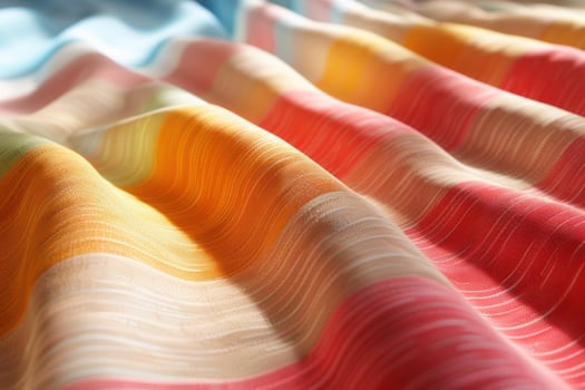 Colorful striped fabric flowing in soft folds for texture background photo