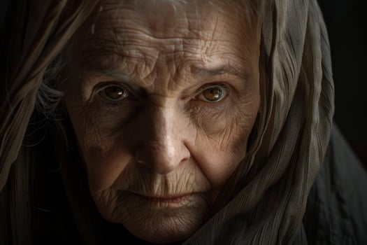 Senior woman with headscarf conveying wisdom and experience photo