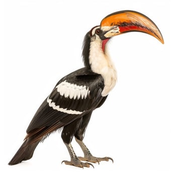 Sulawesi wrinkled hornbill standing on white background photo