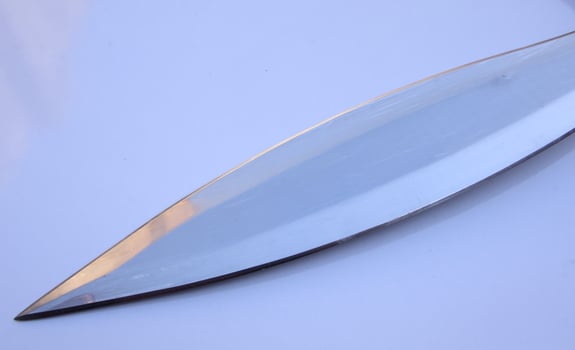 Closeup of Dagger Blade Hunting Knife Isolated, White Background photo