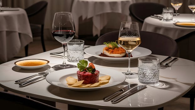 Middle Eastern meal, artfully arranged for a restaurant style presentation photo