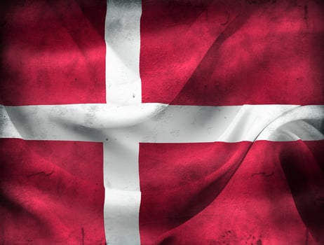 Vintage look Denmark flag - realistic waving fabric flag photo