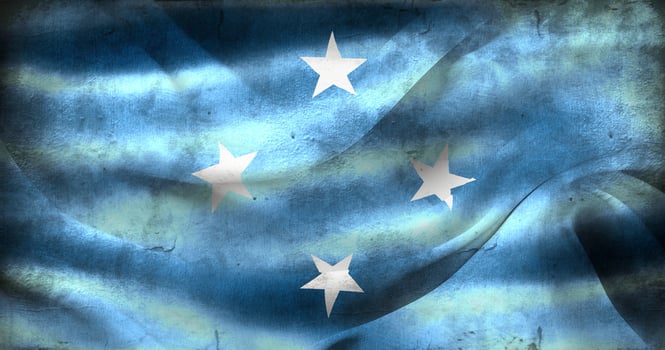 Vintage look Micronesia flag - realistic waving fabric flag photo