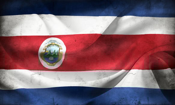 Vintage look Costa Rica flag - realistic waving fabric flag photo