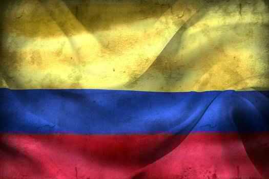 Vintage look Colombia flag - realistic waving fabric flag photo