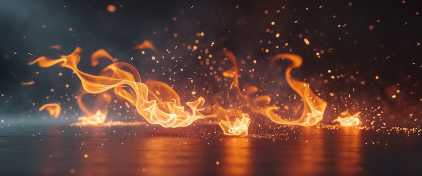 Flames and Sparks Abstract Glow Fire Background with Dynamic Composition and High Contrast Lighting. photo