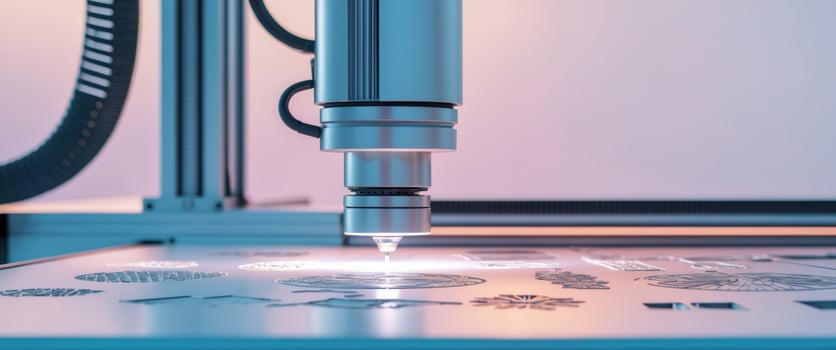 Laser cutting machine engraves various shapes. photo