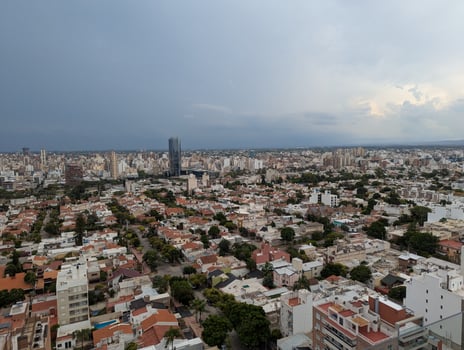 Panoramic view of the city from the tower of the Cardinales Cofico complex before the storm photo