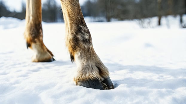 Macro photography of a reindeer's ankle, capturing the delicate fur and subtle bones photo