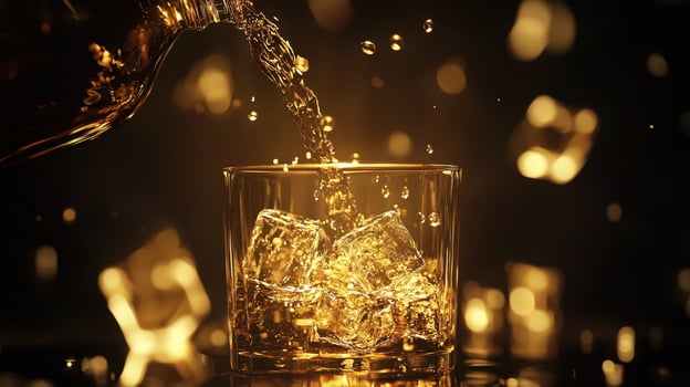 A glass of whiskey being poured into it photo