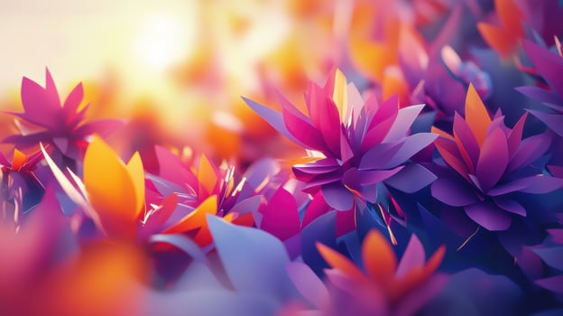 Colorful flowers are shown in a field of green grass photo