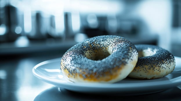 Two bagels on a plate photo