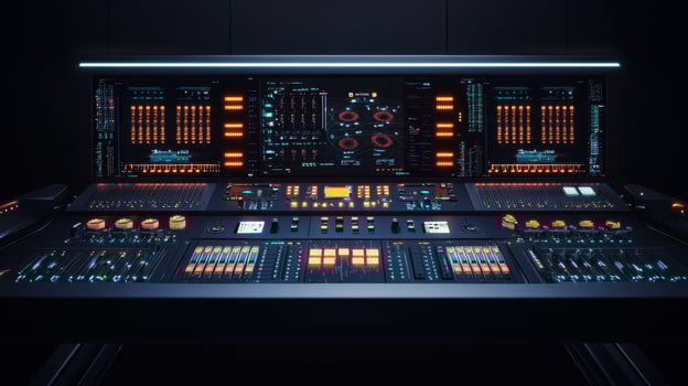 A computer control panel with many different controls photo
