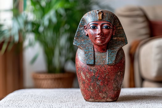 Ancient Egyptian ushabti figurine on a table photo