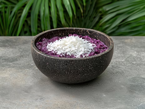 Purple sweet potato coconut bowl photo