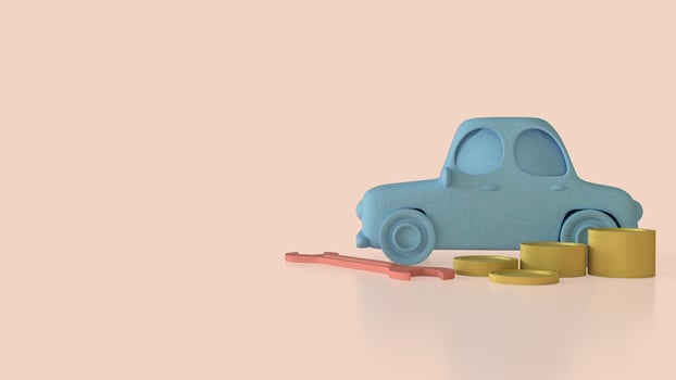 The Car and coins for Transport or Business. photo