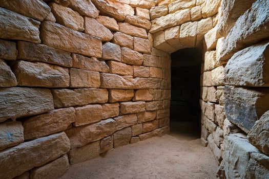 Ancient stone passageway leading into darkness photo