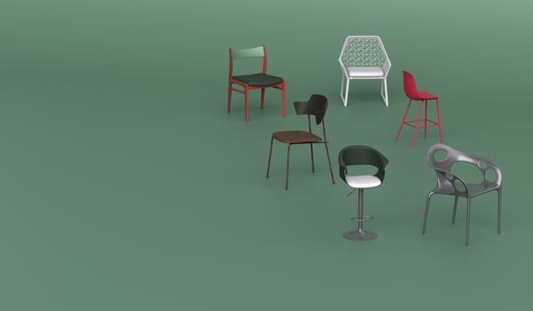 Chairs, Various Styles, 3D Illustrations photo