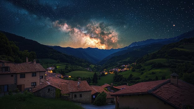 The milky way over the village of castelnuovo photo