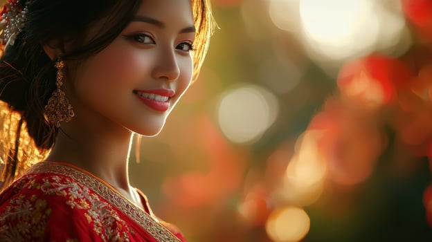Beautiful asian woman in traditional dress photo