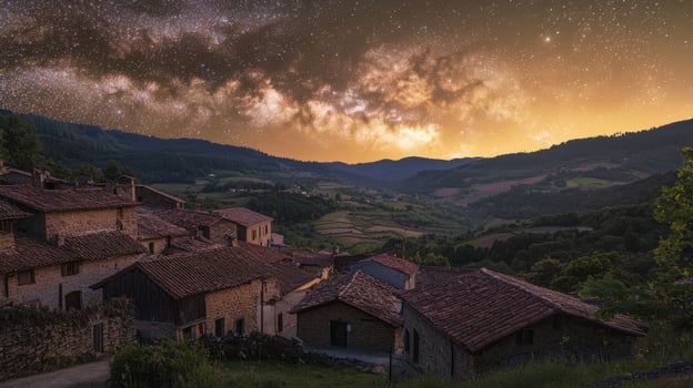 The milky way over the village of castellana, italy photo